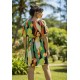 Vestido Curto Viscose Rodado Estampa Festival Tropical