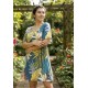 Vestido Curto Viscose Rodado Estampa Brisa Botânica