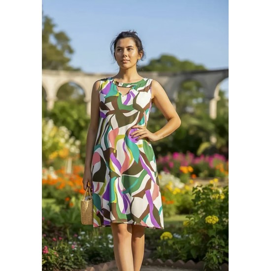 Vestido Curto Juraci Viscose Estampa Encanto Botânico