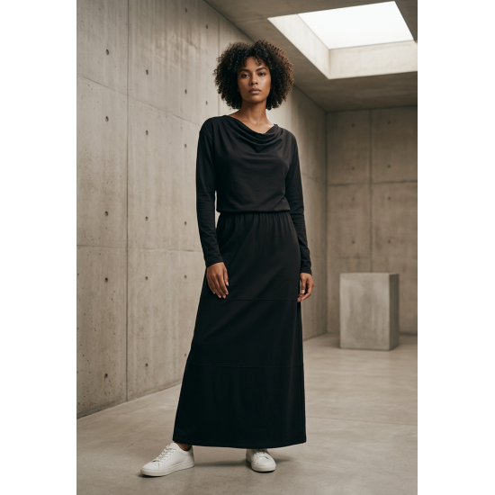 Vestido Longo Ipanema Malha Manga Longa Preto