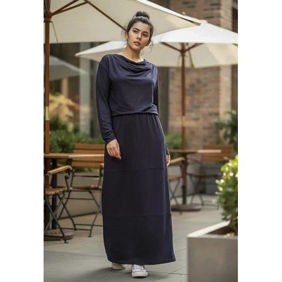 Vestido Longo Ipanema Malha Manga Longa Preto