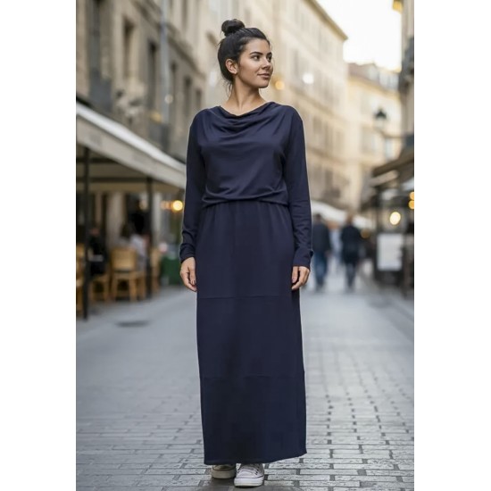 Vestido Longo Ipanema Malha Manga Longa Preto
