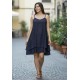 Vestido Curto Itaúna Viscose Babados Duplo Preto