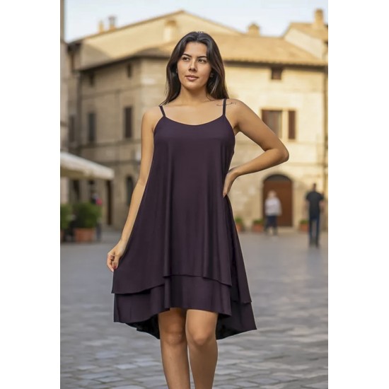 Vestido Curto Itaúna Viscose Babados Duplo Preto