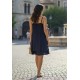 Vestido Curto Itaúna Viscose Babados Duplo Preto
