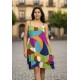 Vestido Curto Itaúna Viscose Babados Duplo Estampa Jardim Azul
