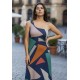 Vestido Longo Jandira Ombro Nu Fenda Lateral Geometrias do Tempo