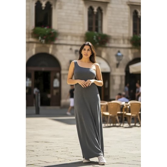 Vestido Longo Jandira Ombro Nu Fenda Lateral Mescla