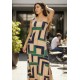 Vestido Longo Jandira Ombro Nu Fenda Lateral Estampa Chapada de Areia