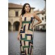 Vestido Longo Jandira Ombro Nu Fenda Lateral Estampa Chapada de Areia