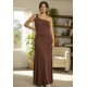 Vestido Longo Jandira Ombro Nu Fenda Lateral Marrom