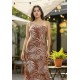 Vestido Longo Jandira Ombro Nu Fenda Lateral Estampa Palmas da Terra