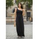 Vestido Longo Jandira Ombro Nu Fenda Lateral Preto