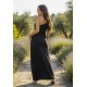 Vestido Longo Jandira Ombro Nu Fenda Lateral Preto