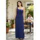 Vestido Longo Jandira Ombro Nu Fenda Lateral Azul Marinho