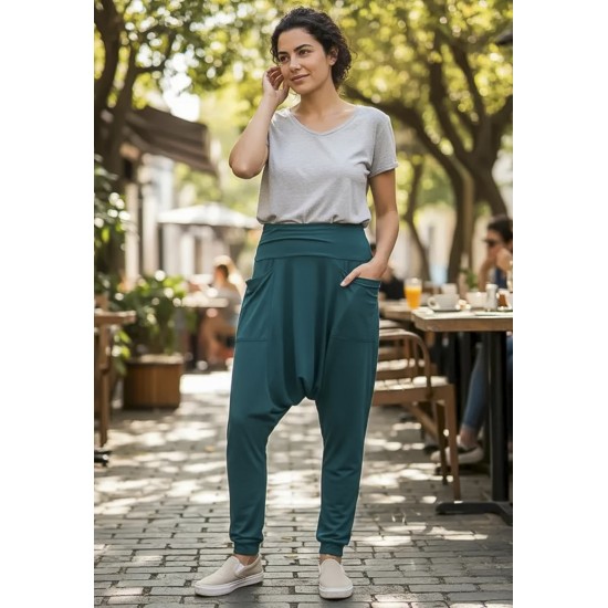 Calça Saruel Malha com Bolso na Frente Verde
