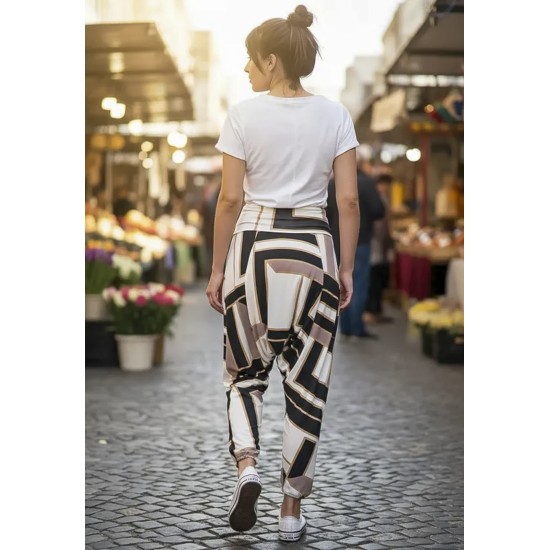 Calça Saruel Malha com Bolso na Frente Estampa Igaci