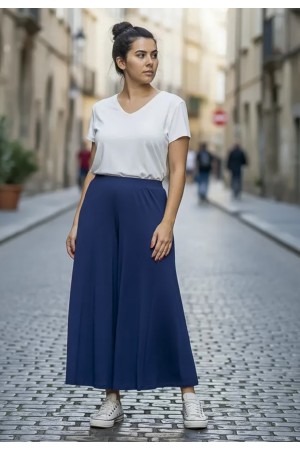 Calça Pantacourt Saia Malha Macaúba Azul