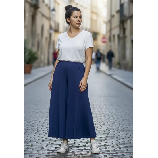 Calça Pantacourt Saia Malha Macaúba Azul