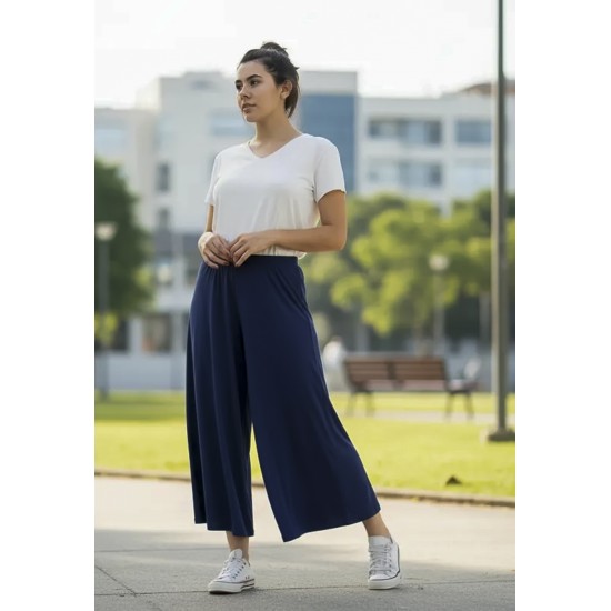 Calça Pantacourt Saia Malha Macaúba Azul