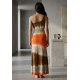 Vestido Longo Jandira Ombro Nu Fenda Lateral Estampa Cores do Deserto