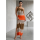 Vestido Longo Jandira Ombro Nu Fenda Lateral Estampa Cores do Deserto