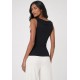 A Blusa Regata Potira Malha Canelada Breú Negro