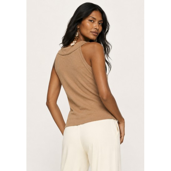 Blusa Regata Potira Malha Castanha Sapucaia