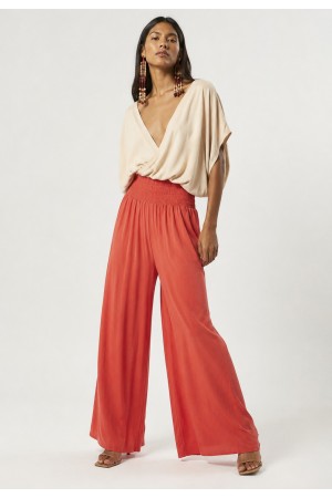 Calça Pantalona Elastic Embaú Coral do Xingu