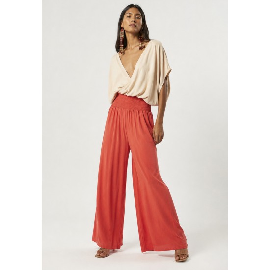 Calça Pantalona Elastic Embaú Coral do Xingu