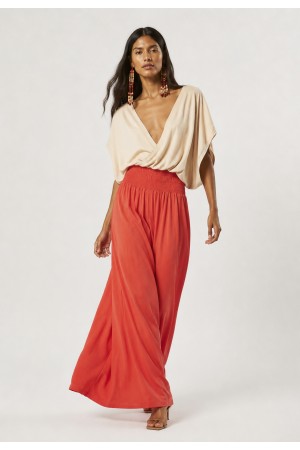 Calça Pantalona Elastic Embaú Coral do Xingu