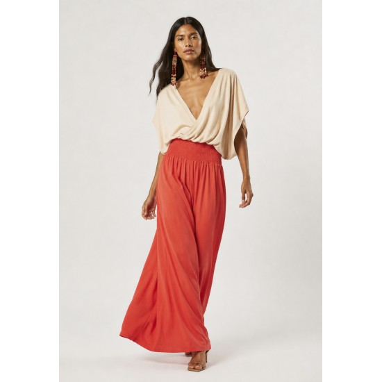 Calça Pantalona Elastic Embaú Coral do Xingu