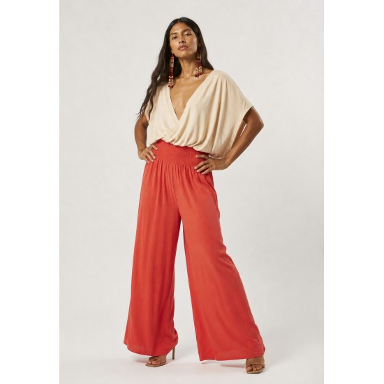 Calça Pantalona Elastic Embaú Coral do Xingu