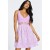 Vestido Curto Sant Regata Detalhes Bordados Antúrios Lilás