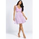 Vestido Curto Sant Regata Detalhes Bordados Antúrios Lilás