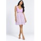 Vestido Curto Sant Regata Detalhes Bordados Antúrios Lilás