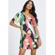 Vestido Curto Viscose Rodado Estampa Festival Tropical