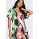 Vestido Curto Viscose Rodado Estampa Festival Tropical