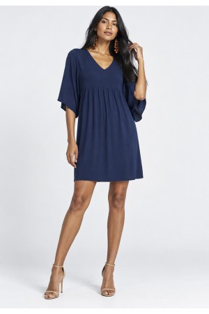 Vestido Curto Pequi Viscose Azul Marinho