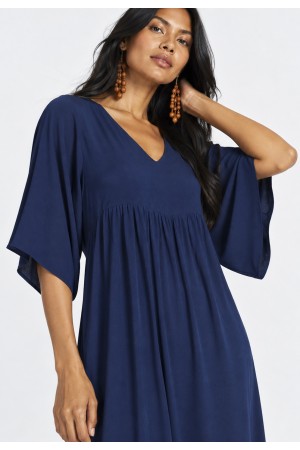 Vestido Curto Pequi Viscose Azul Marinho