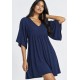 Vestido Curto Pequi Viscose Azul Marinho