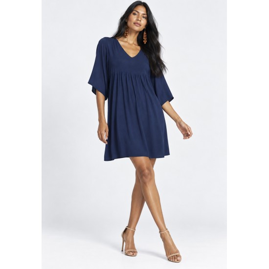 Vestido Curto Pequi Viscose Azul Marinho