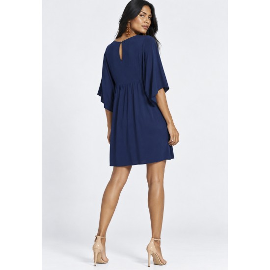 Vestido Curto Pequi Viscose Azul Marinho