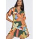 Vestido Curto Viscose Rodado Estampa Flowers & Tucanos