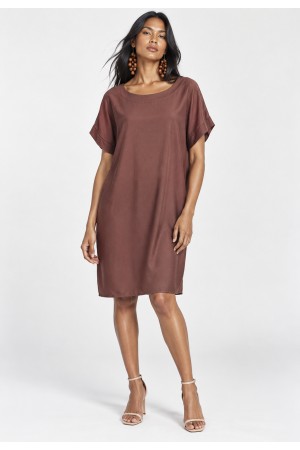 Vestido Curto Linho com Viscose com Bolso Cacau Rosé