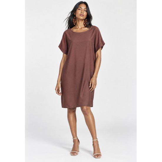 Vestido Curto Linho com Viscose com Bolso Cacau Rosé