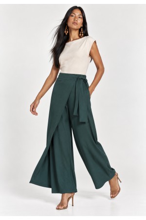 Calça Transpasse Nadi Pantalona Verde Musgo