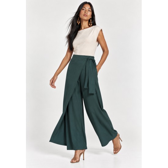 Calça Transpasse Nadi Pantalona Verde Musgo