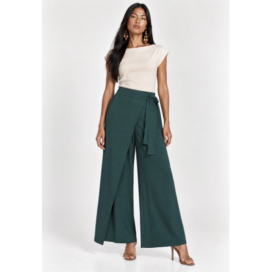 Calça Transpasse Nadi Pantalona Verde Musgo