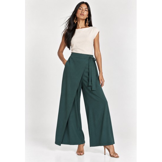Calça Transpasse Nadi Pantalona Verde Musgo